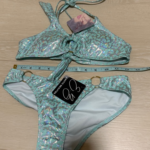 Metallic Aqua Leopard Bikini Set - Picture 6 of 7
